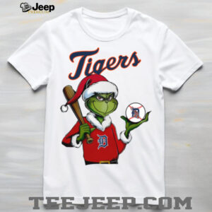 Grinch Santa X Detroit Tigers Christmas Hold The Ball Tee