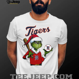 Grinch Santa X Detroit Tigers Christmas Hold The Ball Tee