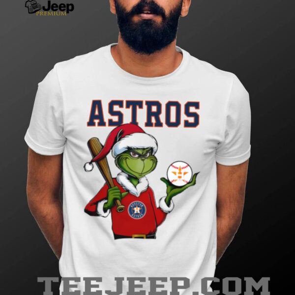 Grinch Santa X Houston Astros Christmas Hold The Ball Tee