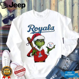 Grinch Santa X Kansas City Royals Christmas Hold The Ball Tee