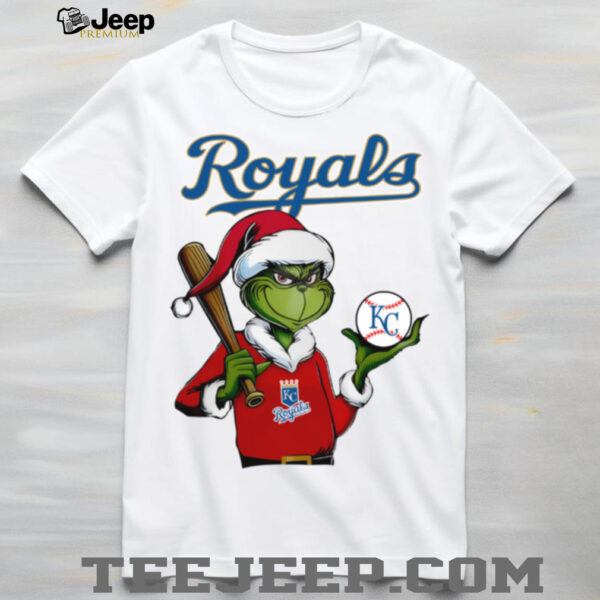 Grinch Santa X Kansas City Royals Christmas Hold The Ball Tee