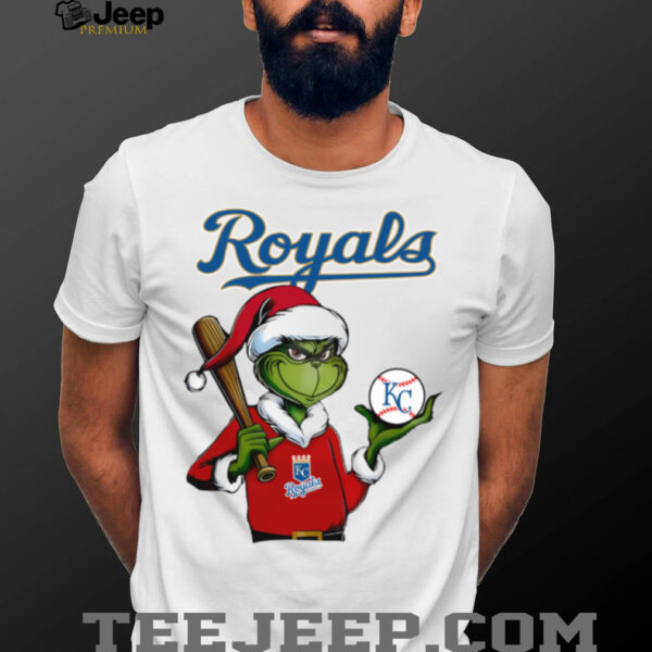 Grinch Santa X Kansas City Royals Christmas Hold The Ball Tee