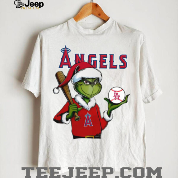 Grinch Santa X Los Angeles Angels Christmas Hold The Ball Tee