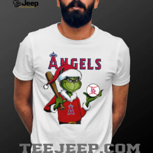 Grinch Santa X Los Angeles Angels Christmas Hold The Ball Tee