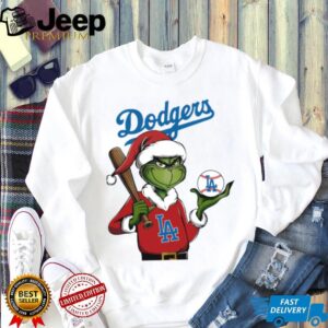 Grinch Santa X Los Angeles Dodgers Christmas Hold The Ball Tee