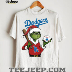 Grinch Santa X Los Angeles Dodgers Christmas Hold The Ball Tee