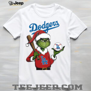 Grinch Santa X Los Angeles Dodgers Christmas Hold The Ball Tee