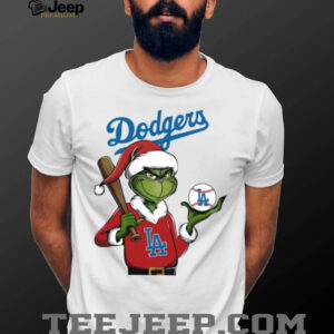 Grinch Santa X Los Angeles Dodgers Christmas Hold The Ball Tee
