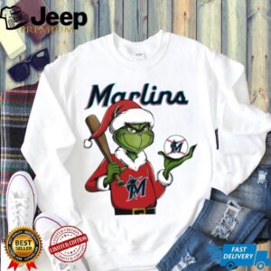 Grinch Santa X Miami Marlins Christmas Hold The Ball Tee