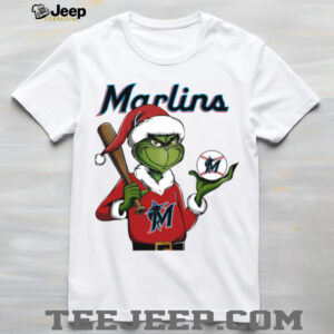 Grinch Santa X Miami Marlins Christmas Hold The Ball Tee
