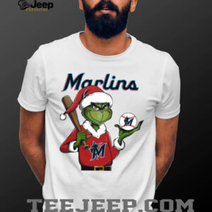 Grinch Santa X Miami Marlins Christmas Hold The Ball Tee