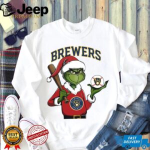 Grinch Santa X Milwaukee Brewers Christmas Hold The Ball Tee