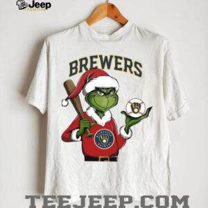 Grinch Santa X Milwaukee Brewers Christmas Hold The Ball Tee