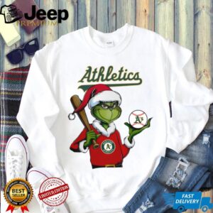 Grinch Santa X Oakland Athletics Christmas Hold The Ball Tee