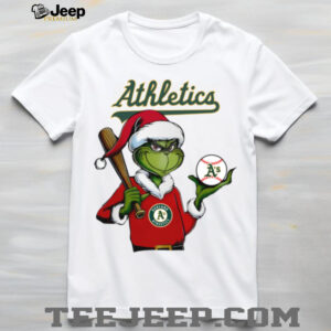 Grinch Santa X Oakland Athletics Christmas Hold The Ball Tee