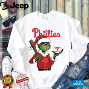 Grinch Santa X Philadelphia Phillies Christmas Hold The Ball Tee