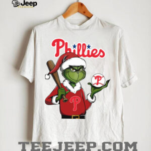 Grinch Santa X Philadelphia Phillies Christmas Hold The Ball Tee