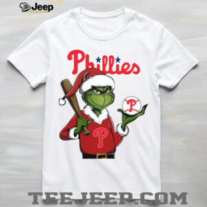 Grinch Santa X Philadelphia Phillies Christmas Hold The Ball Tee