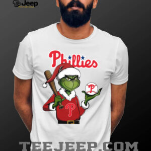 Grinch Santa X Philadelphia Phillies Christmas Hold The Ball Tee
