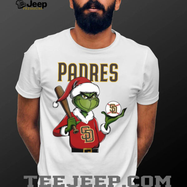 Grinch Santa X San Diego Padres Christmas Hold The Ball Tee