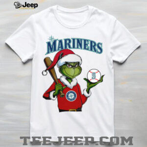 Grinch Santa X Seattle Mariners Christmas Hold The Ball Tee