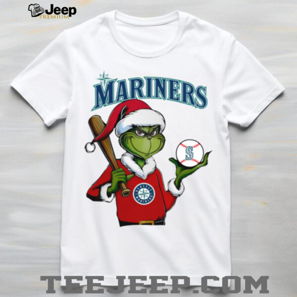 Grinch Santa X Seattle Mariners Christmas Hold The Ball Tee