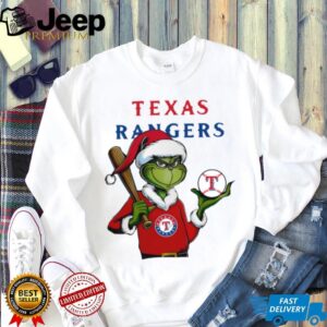 Grinch Santa X Texas Rangers Christmas Hold The Ball Tee