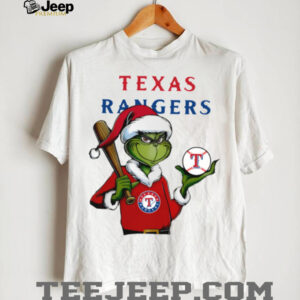 Grinch Santa X Texas Rangers Christmas Hold The Ball Tee