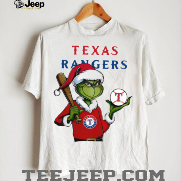 Grinch Santa X Texas Rangers Christmas Hold The Ball Tee