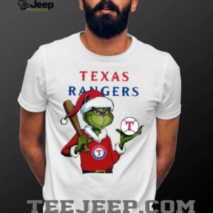 Grinch Santa X Texas Rangers Christmas Hold The Ball Tee