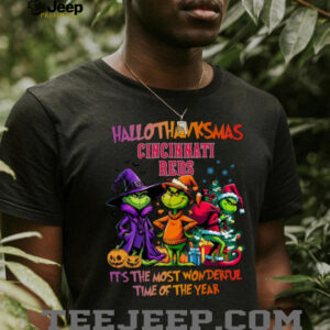 Grinch X Cincinnati Reds It’s The Most Wonderful Time Of The Year Happy Hallothanksmas T Shirt