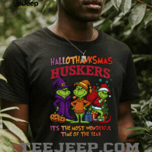 Grinch X Nebraska Cornhuskers It’s The Most Wonderful Time Of The Year Happy Hallothanksmas T Shirt