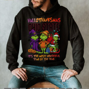 Grinch X Ohio State Buckeyes It’s The Most Wonderful Time Of The Year Happy Hallothanksmas T Shirt