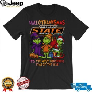 Grinch X Oklahoma State Cowboys It’s The Most Wonderful Time Of The Year Happy Hallothanksmas T Shirt