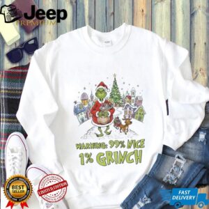 Grinch and Max warning 99% nice 1% Grinch Merry Christmas shirt