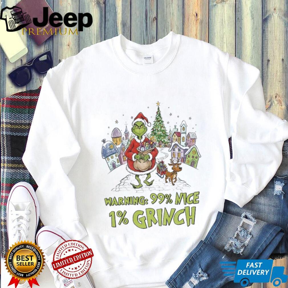 Grinch and Max warning 99% nice 1% Grinch Merry Christmas shirt Grinch and Max warning 99% nice 1% Grinch Merry Christmas shirt