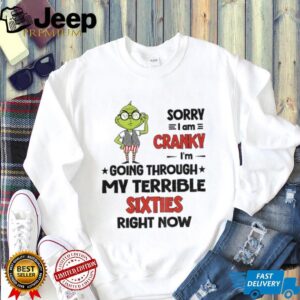 Grinch sorry I am cranky I’m going through my terrible sixties right now Christmas shirt