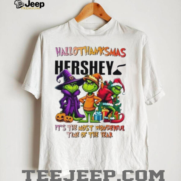 Grinch x Hershey happy HalloThanksMas it’s the most wonderful time of the year shirt
