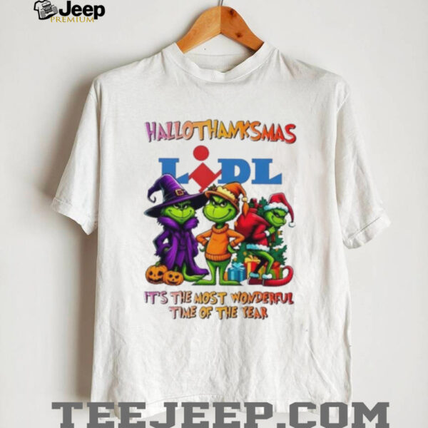 Grinch x LIDL happy HalloThanksMas it’s the most wonderful time of the year shirt