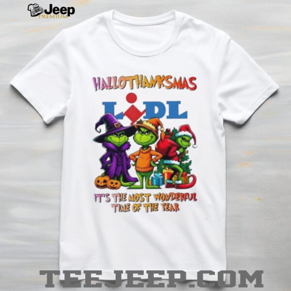 Grinch x LIDL happy HalloThanksMas it’s the most wonderful time of the year shirt