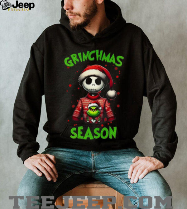 Grinchmas Season Skeleton Grinch Ugly Christmas T Shirt