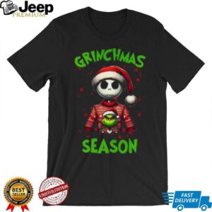 Grinchmas Season Skeleton Grinch Ugly Christmas T Shirt