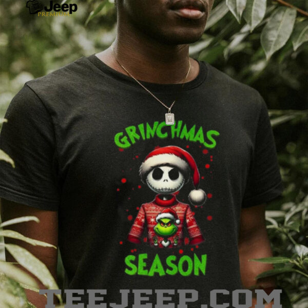 Grinchmas Season Skeleton Grinch Ugly Christmas T Shirt