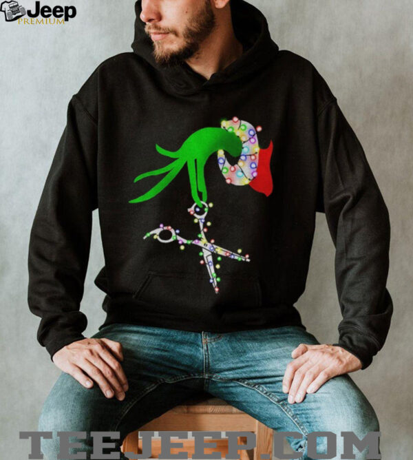 Hairdressed Christmas Grinch hand Hair Stylist shirt
