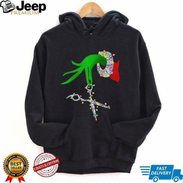 Hairdressed Christmas Grinch hand Hair Stylist shirt
