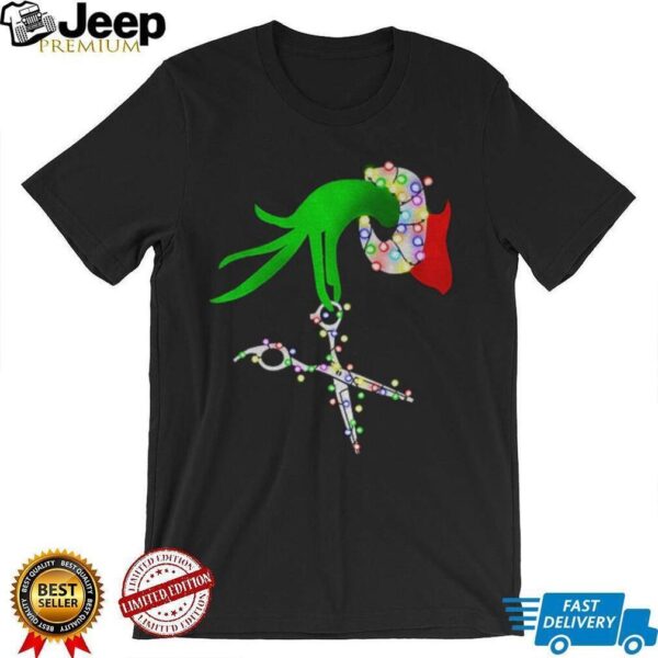 Hairdressed Christmas Grinch hand Hair Stylist shirt