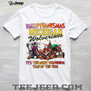 Halloween Thanksgiving Christmas Shirt Horror Movies X Michigan Wolverines Hallothanksmas Tee