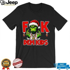 Happy Xmas Grinch Santa Hat F Dem Kids Character Shirt Black