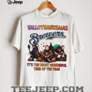Horror Movies X Milwaukee Brewers Hallothanksmas Shirt It’s The Most Wonderful Time Of The Year Tee