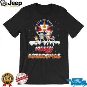 Houston Astros Bluey Family Christmas Shirt – Personalized MLB Fan Tee – Custom Name Holiday Outfit Gift for Baseball Fans